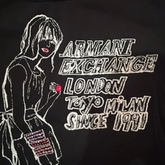 NWOT Vintage Armani Exchange Black Fitted Graphic Tee Cap Sleeve - Picture 6 of 9